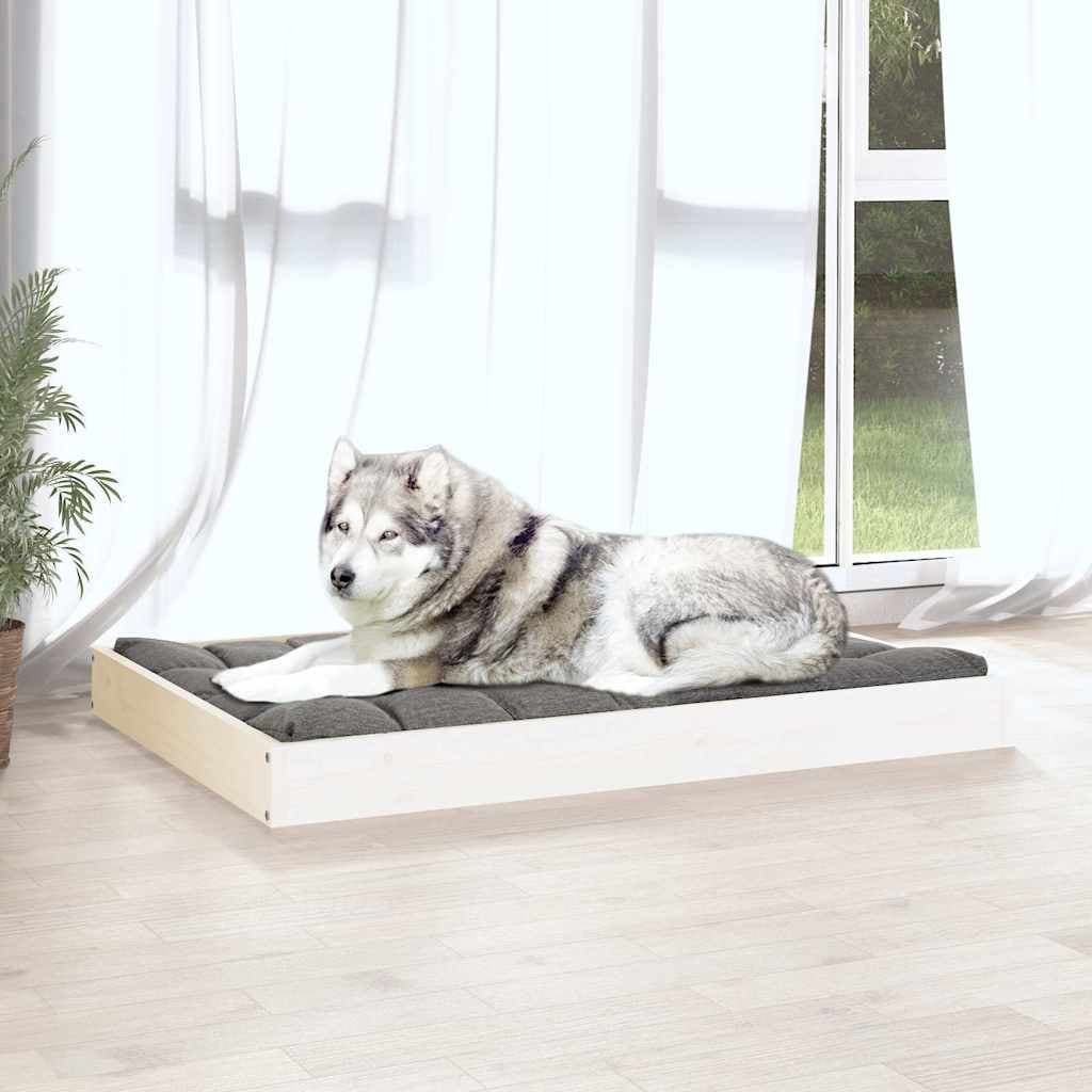 Cuccia per Cani Bianca 101,5x74x9 cm in Legno Massello di Pino — foto 4 di 7