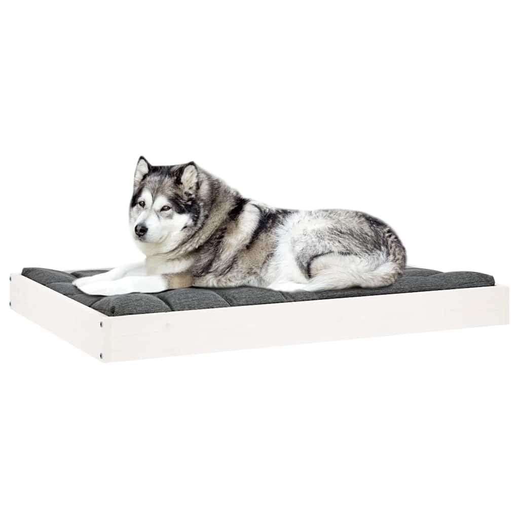 Cuccia per Cani Bianca 101,5x74x9 cm in Legno Massello di Pino — foto 5 di 7