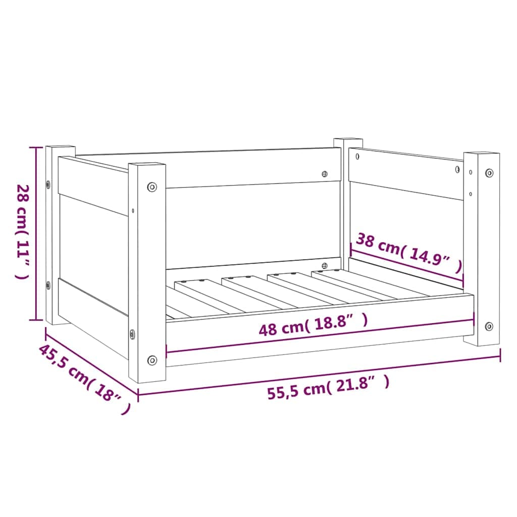 Letto per cani 55,5x45,5x28 cm in legno massello di pino — miniatura 7 di 7