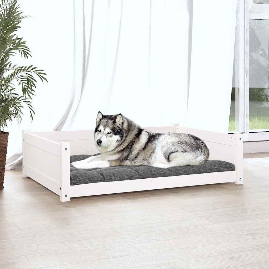 Cuccia per Cani Bianca 105,5x75,5x28 cm Legno Massello di Pino — miniatura 3 di 7