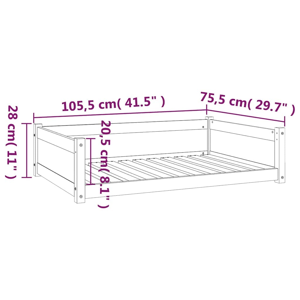 Cuccia per Cani Bianca 105,5x75,5x28 cm Legno Massello di Pino — miniatura 7 di 7