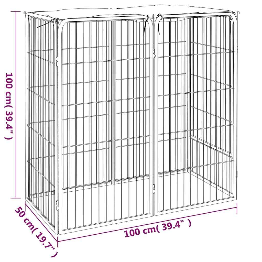 Box Cani a 6 Pannelli Nero 50x100cm Acciaio Verniciato Polvere — miniatura 4 di 4