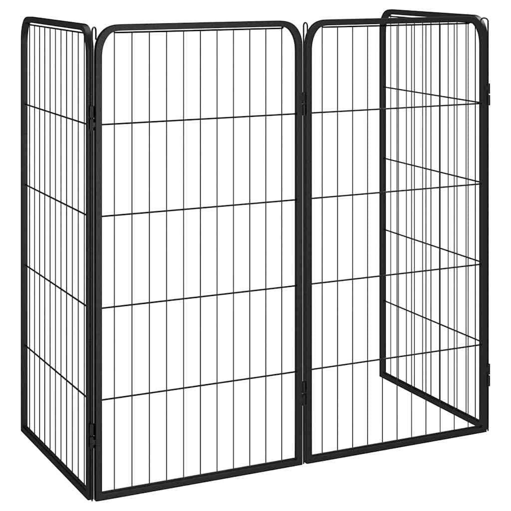 Box Cani a 4 Pannelli Nero 50x100cm Acciaio Verniciato Polvere — miniatura 2 di 4