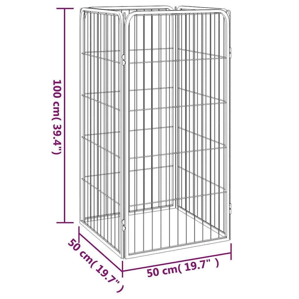 Box Cani a 4 Pannelli Nero 50x100cm Acciaio Verniciato Polvere — miniatura 4 di 4