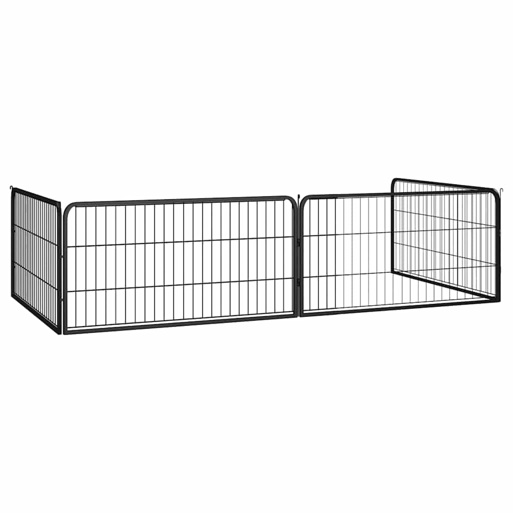 Box Cani a 4 Pannelli Nero 100x50cm Acciaio Verniciato Polvere — foto 2 di 4