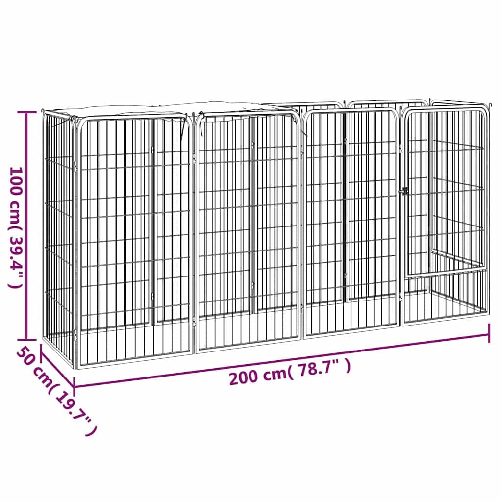 Box Cani 10 Pannelli Nero 50x100 cm Acciaio Verniciato Polvere — miniatura 4 di 4