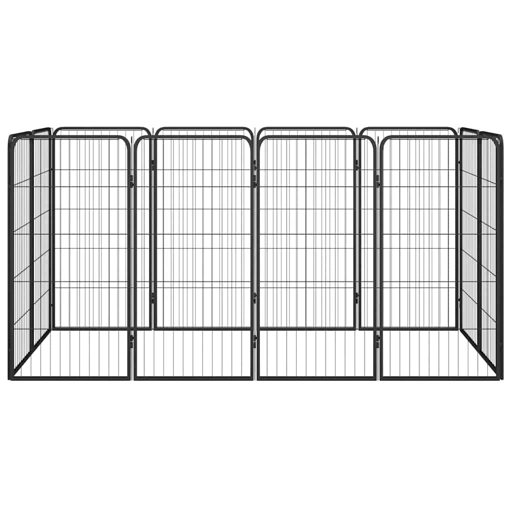 Box Cani 12 Pannelli Nero 50x100 cm Acciaio Verniciato Polvere
