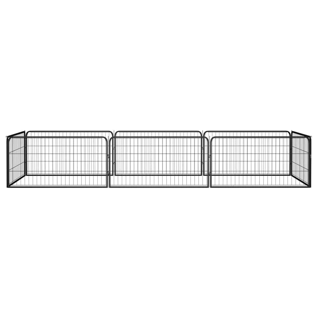 Box Cani 8 Pannelli Nero 100x50 cm Acciaio Verniciato Polvere