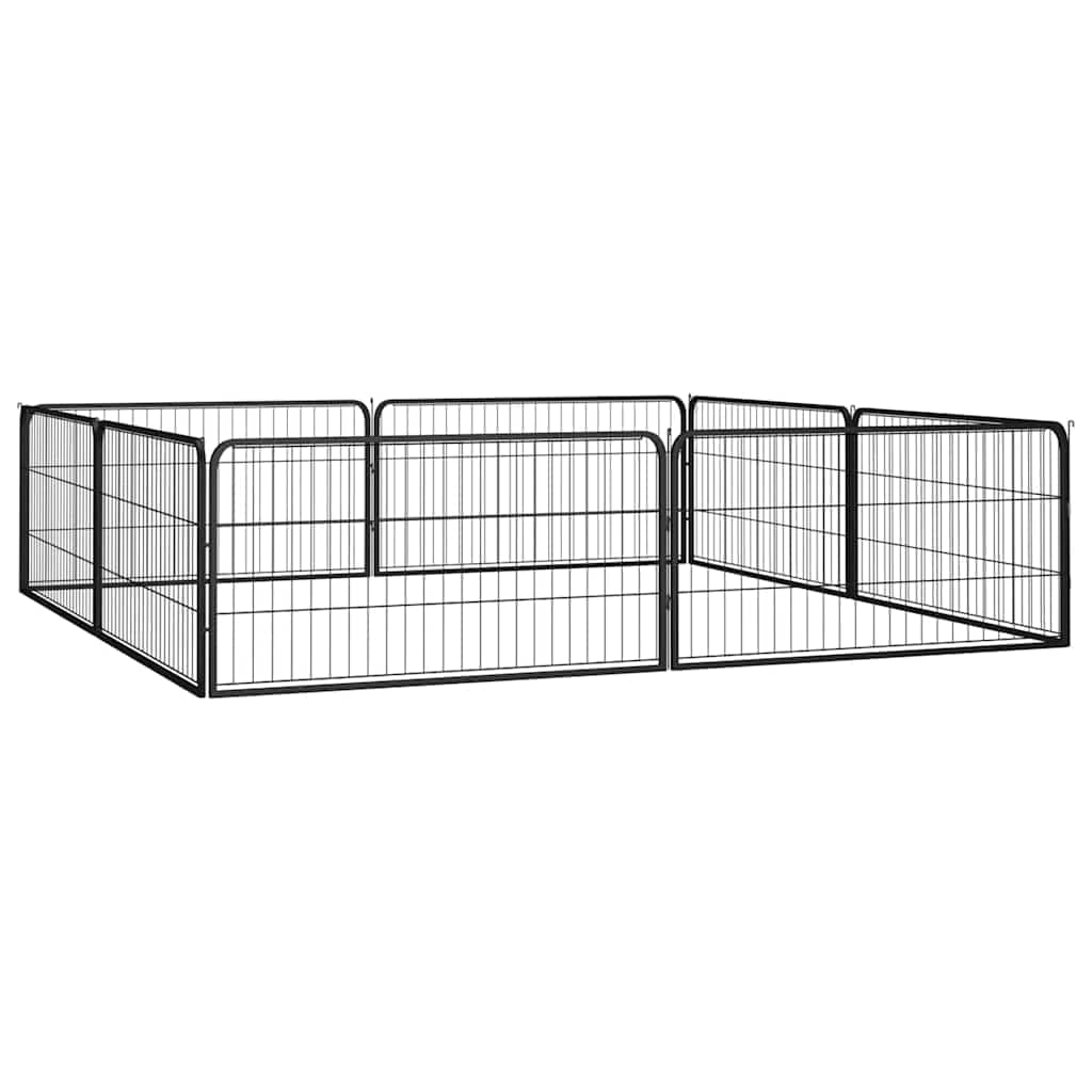 Box Cani 8 Pannelli Nero 100x50 cm Acciaio Verniciato Polvere — foto 2 di 5