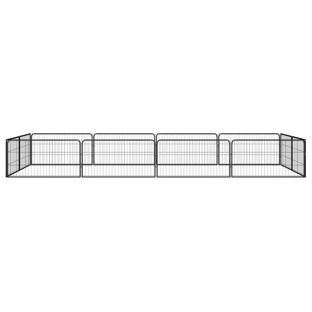 Box Cani 12 Pannelli Nero 100x50 cm Acciaio Verniciato Polvere