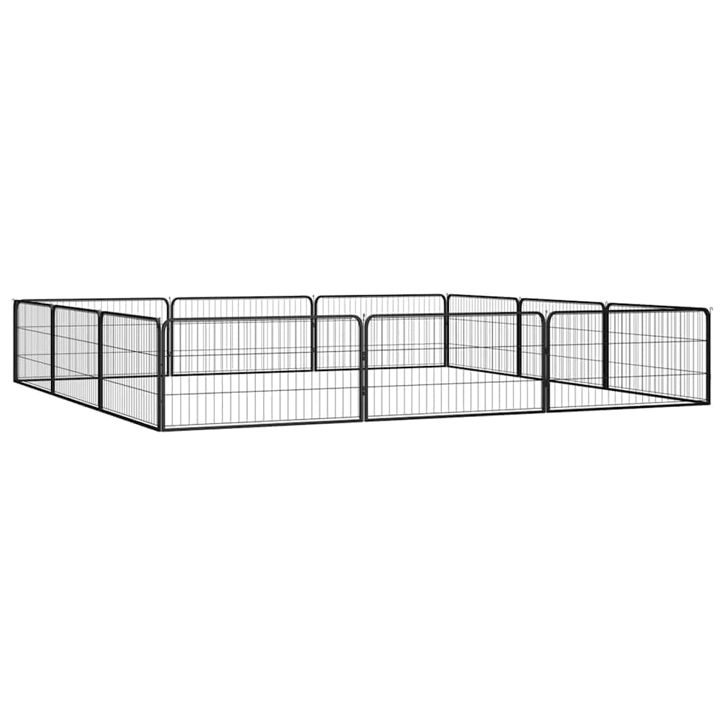 Box Cani 12 Pannelli Nero 100x50 cm Acciaio Verniciato Polvere — foto 2 di 5