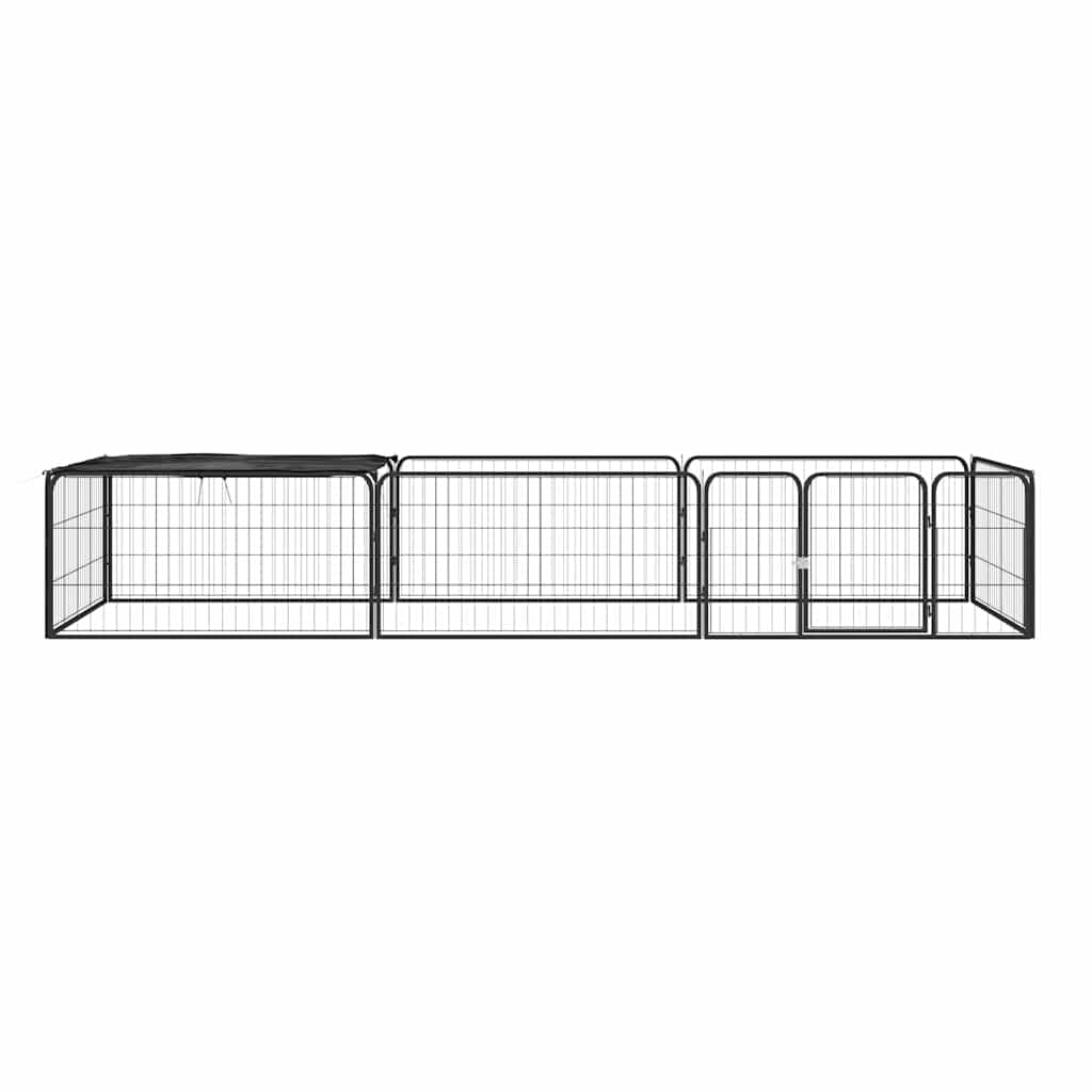 Box Cani 8 Pannelli Nero 100x50 cm Acciaio Verniciato Polvere — miniatura 1 di 4