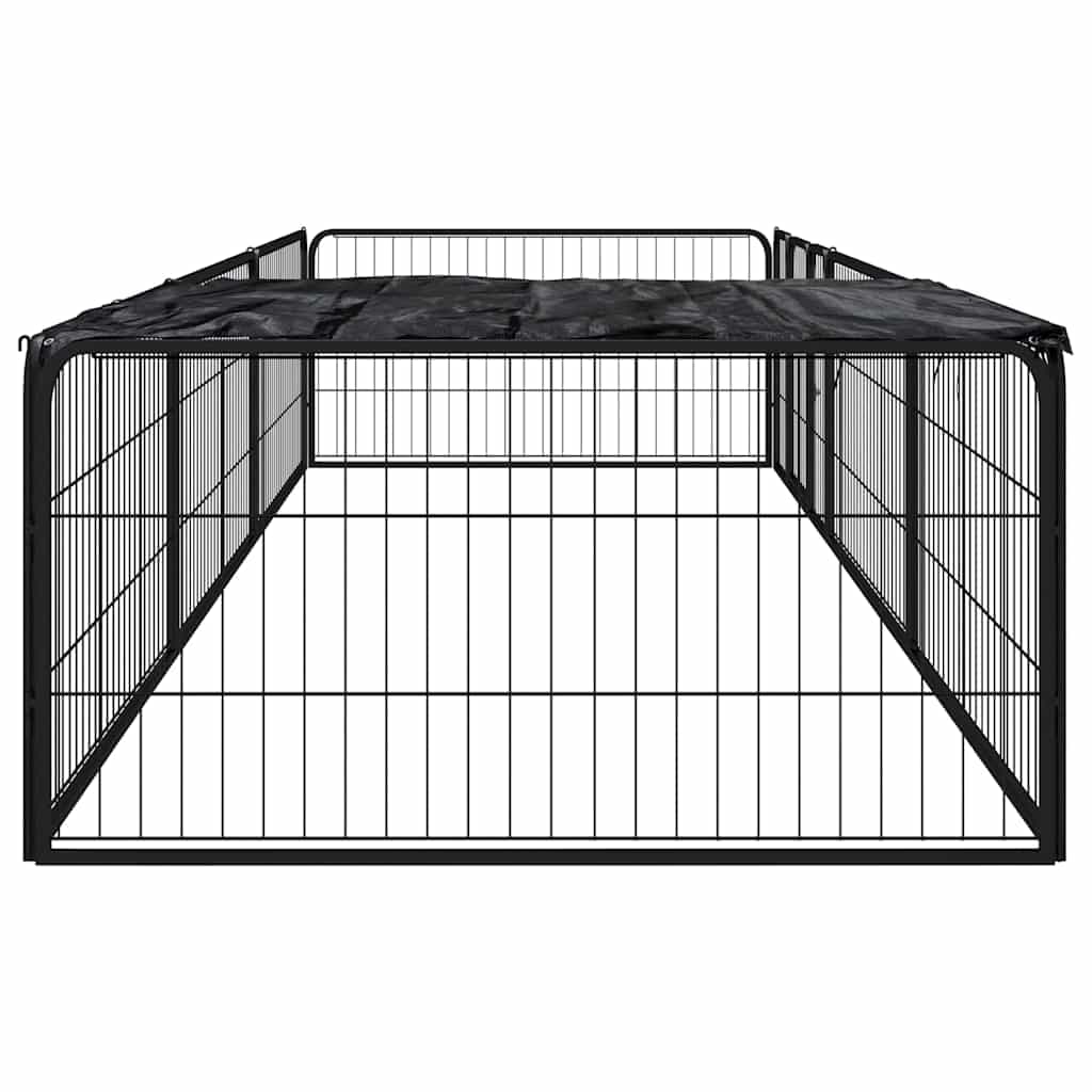 Box Cani 8 Pannelli Nero 100x50 cm Acciaio Verniciato Polvere — miniatura 2 di 4
