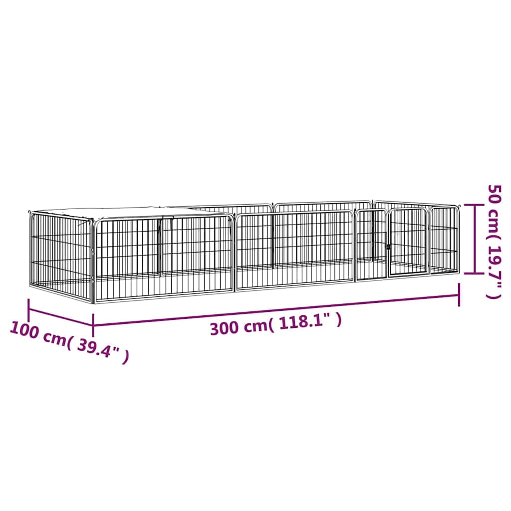 Box Cani 8 Pannelli Nero 100x50 cm Acciaio Verniciato Polvere — miniatura 4 di 4
