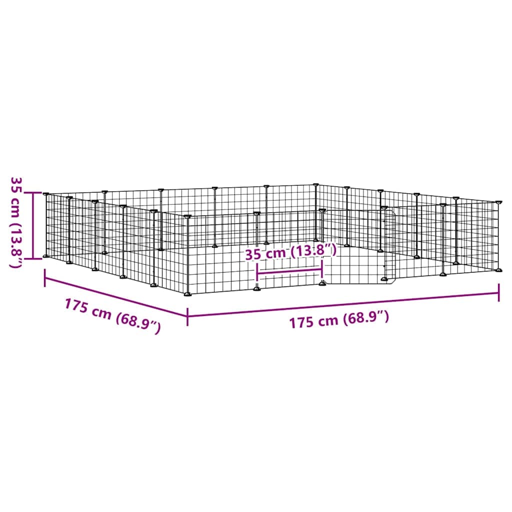 Gabbia per Animali 20 Pannelli con Porta Nera 175x175x35 cm — miniatura 7 di 8