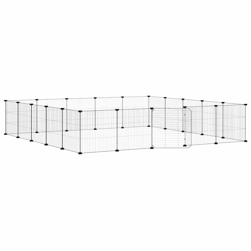 Gabbia per Animali 20 Pannelli con Porta Nera 175x175x35 cm Acciaio — miniatura 2 di 8