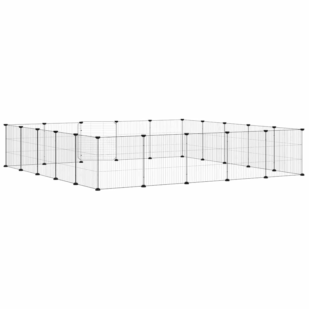 Gabbia per Animali 20 Pannelli con Porta Nera 175x175x35 cm Acciaio — miniatura 4 di 8