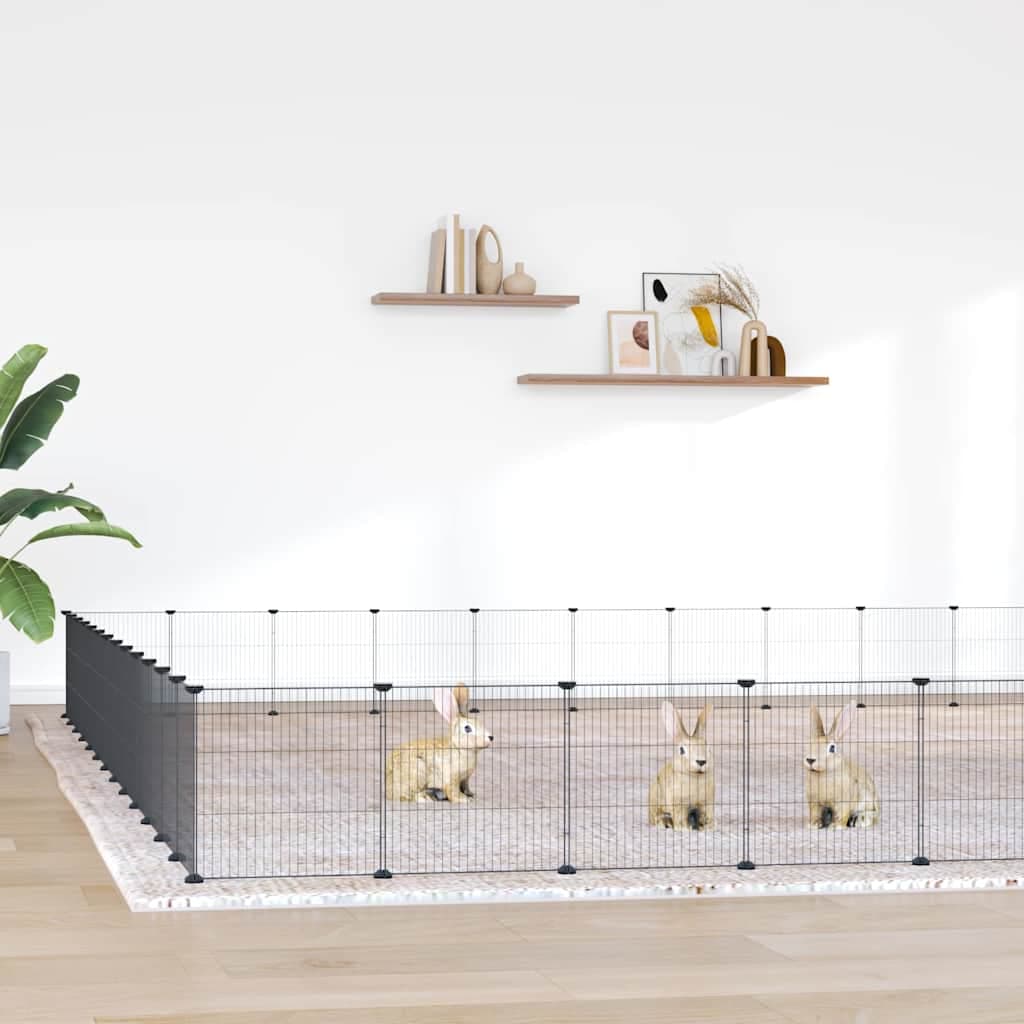 Gabbia per Animali 52 Pannelli con Porta Nero 455x455x35 cm — miniatura 1 di 8