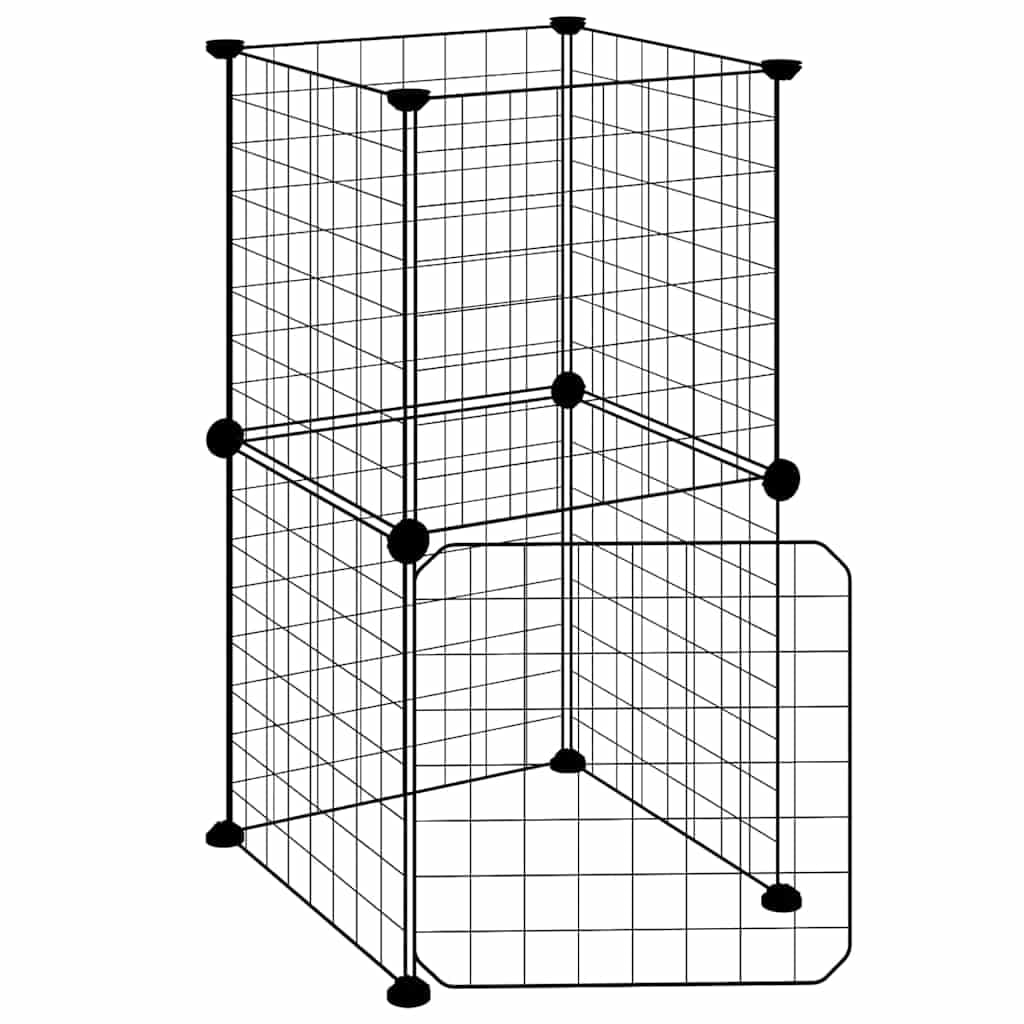 Gabbia per Animali 8 Pannelli con Porta Nero 35x35x70cm Acciaio — miniatura 2 di 9
