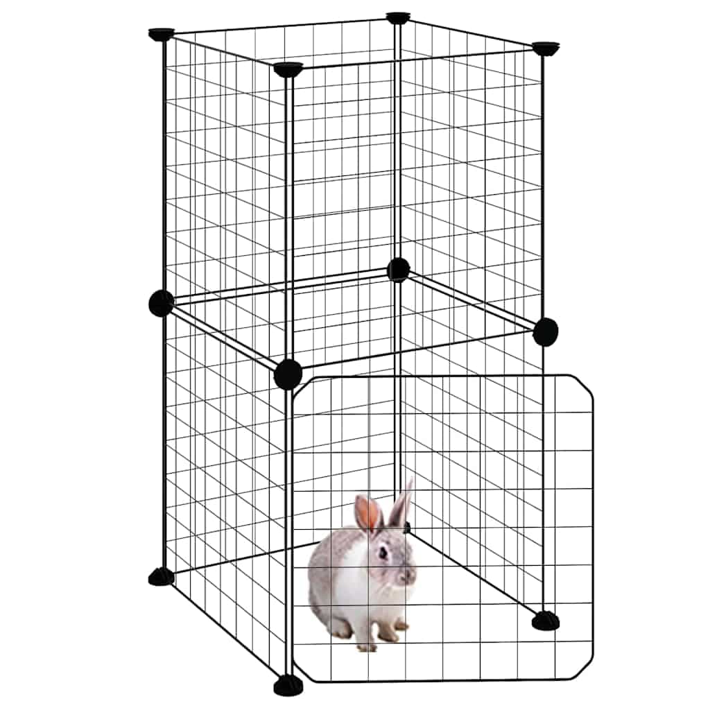 Gabbia per Animali 8 Pannelli con Porta Nero 35x35x70cm Acciaio — miniatura 6 di 9