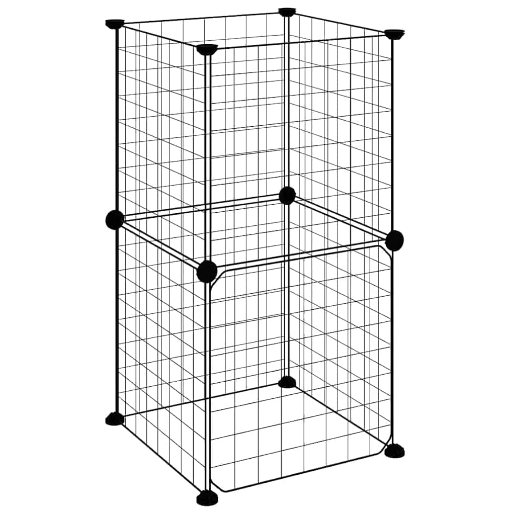 Gabbia per Animali 8 Pannelli con Porta Nero 35x35x70cm Acciaio — miniatura 3 di 9