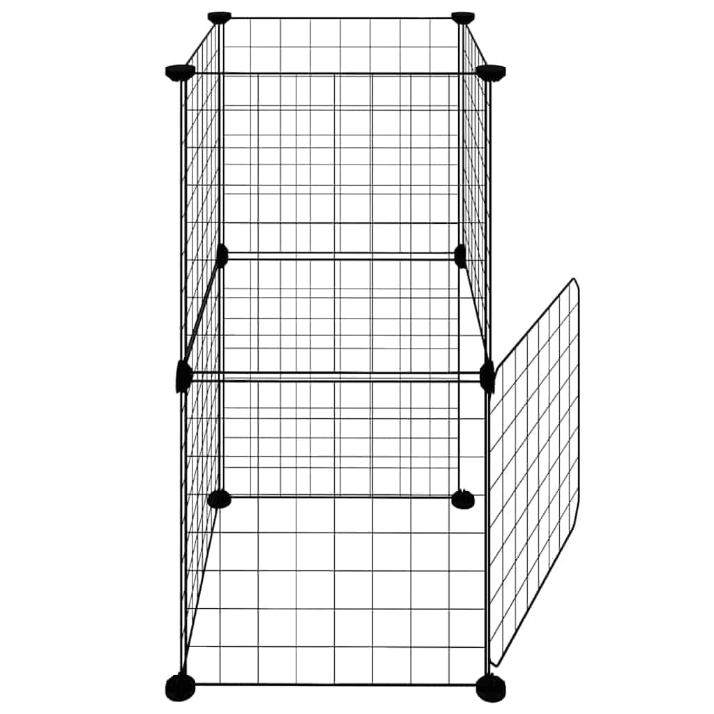 Gabbia per Animali 8 Pannelli con Porta Nero 35x35x70cm Acciaio — miniatura 4 di 9