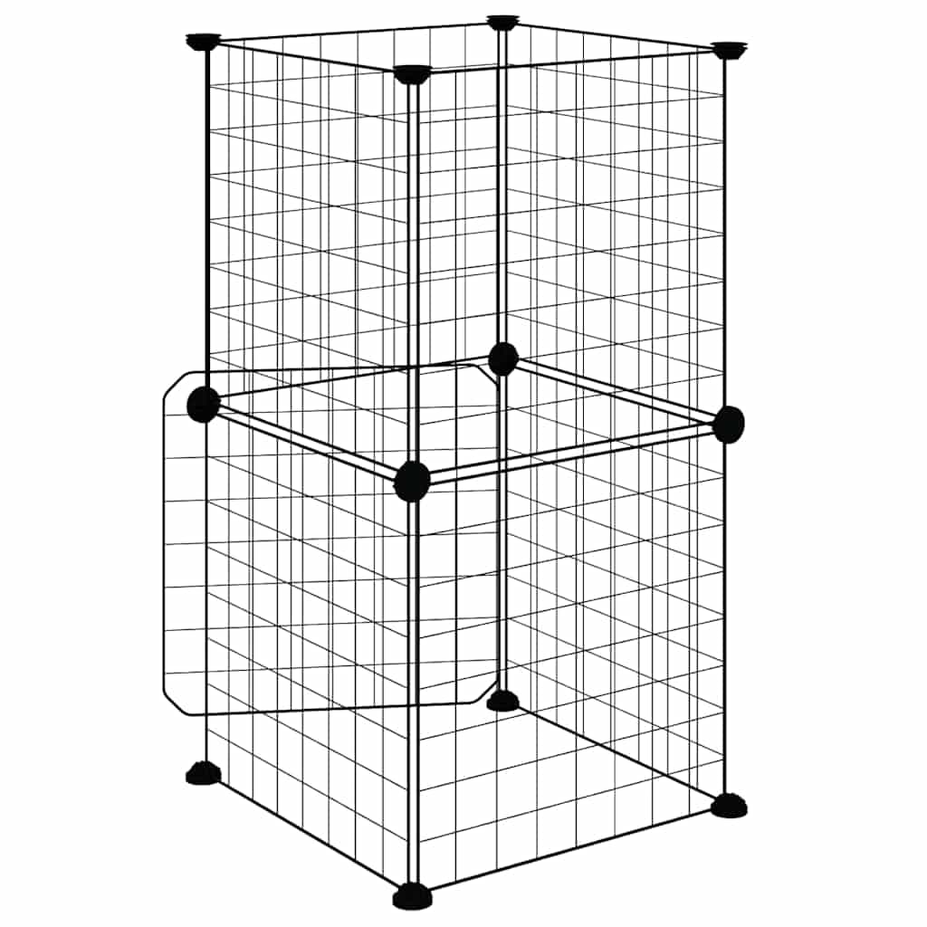 Gabbia per Animali 8 Pannelli con Porta Nero 35x35x70cm Acciaio — miniatura 5 di 9