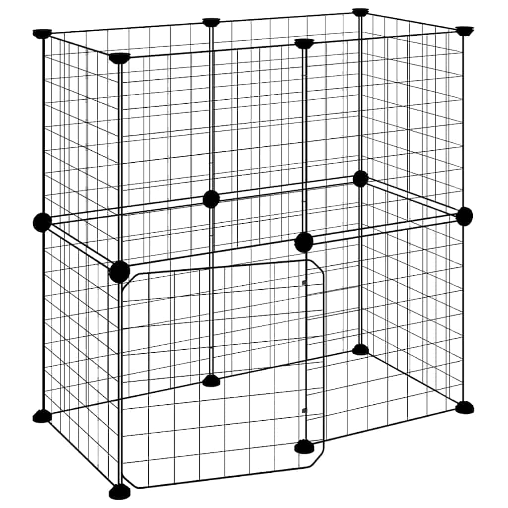 Gabbia per Animali 12 Pannelli con Porta Nero 70x35x70 cm — miniatura 2 di 9