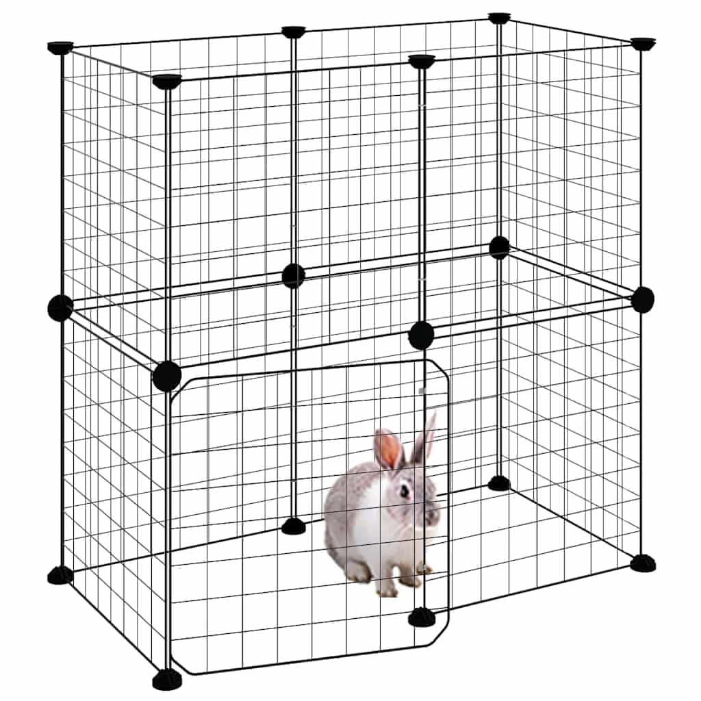 Gabbia per Animali 12 Pannelli con Porta Nero 70x35x70 cm — miniatura 6 di 9