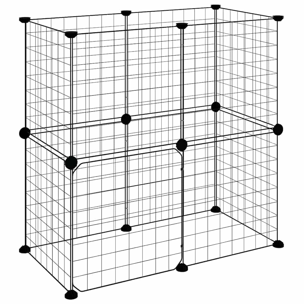 Gabbia per Animali 12 Pannelli con Porta Nero 70x35x70 cm — miniatura 3 di 9
