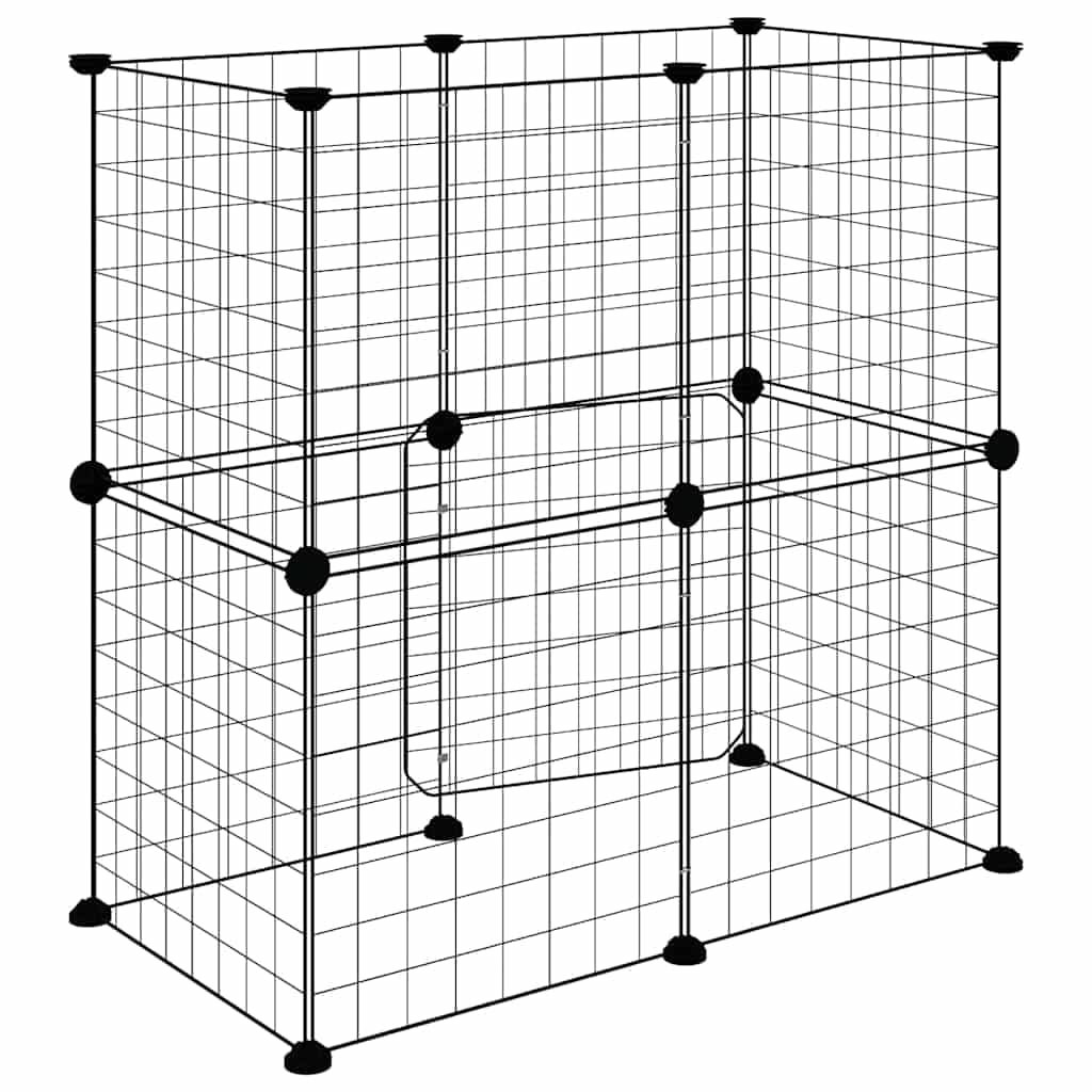 Gabbia per Animali 12 Pannelli con Porta Nero 70x35x70 cm — miniatura 5 di 9