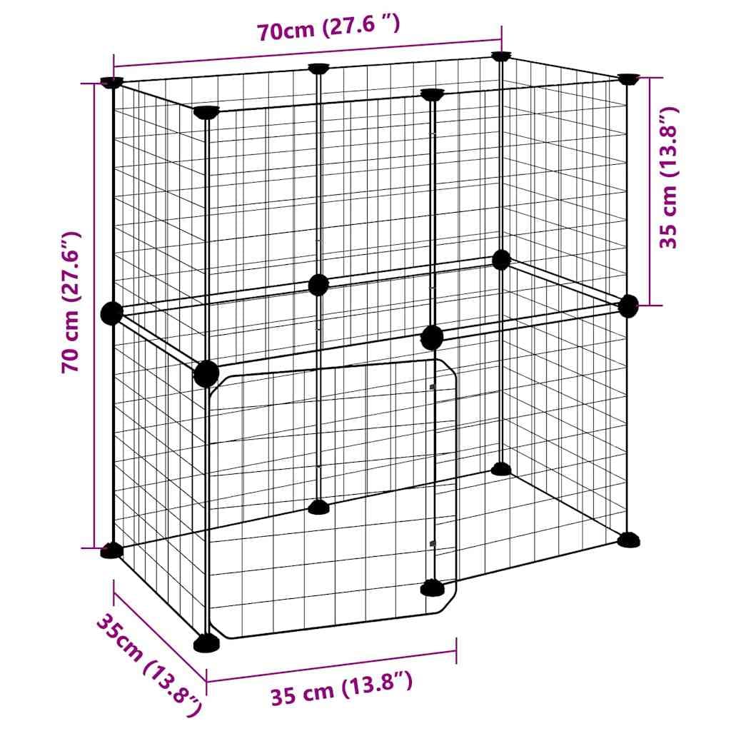 Gabbia per Animali 12 Pannelli con Porta Nero 70x35x70 cm — miniatura 8 di 9