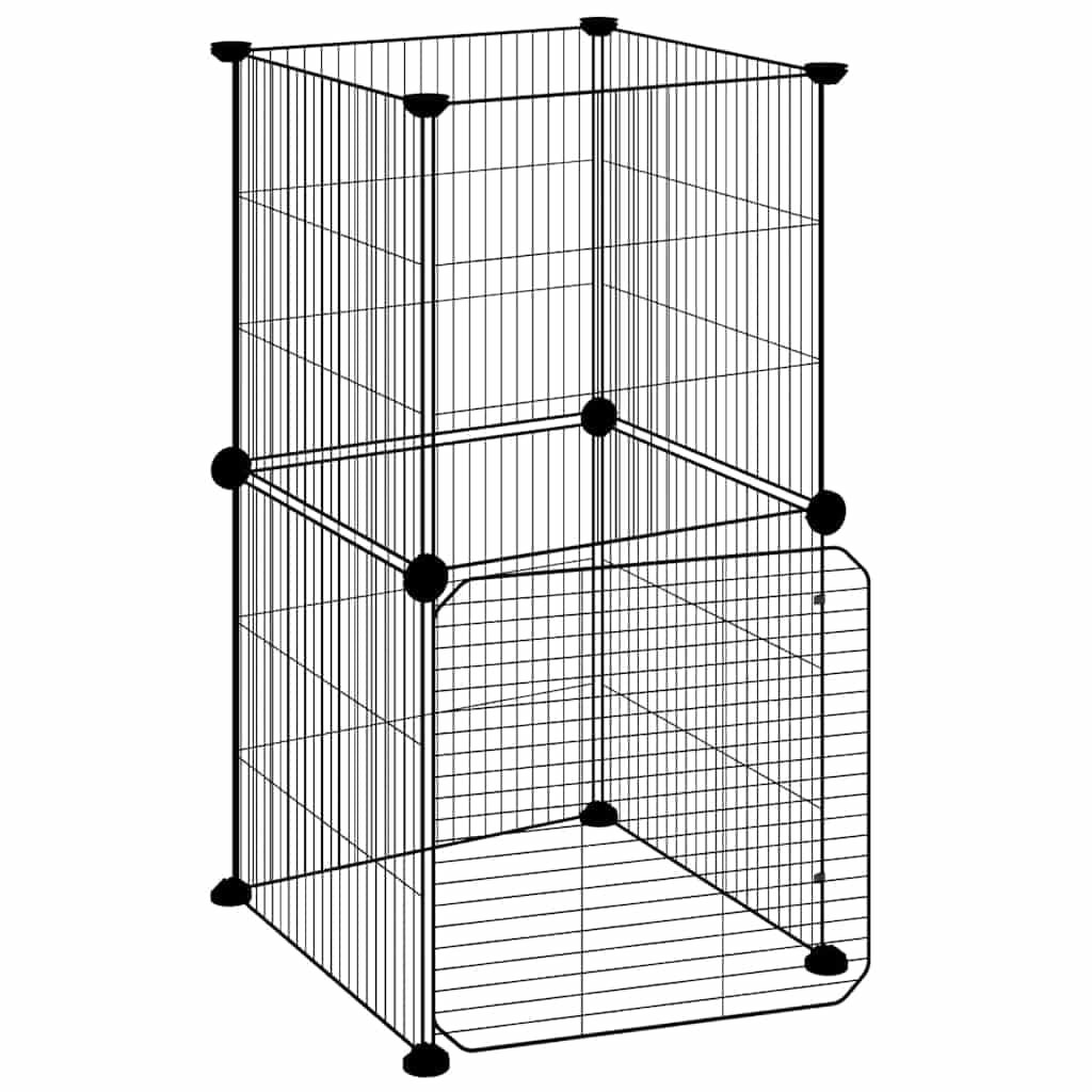 Gabbia per Animali 8 Pannelli con Porta Nero 35x35x70cm Acciaio — miniatura 2 di 9