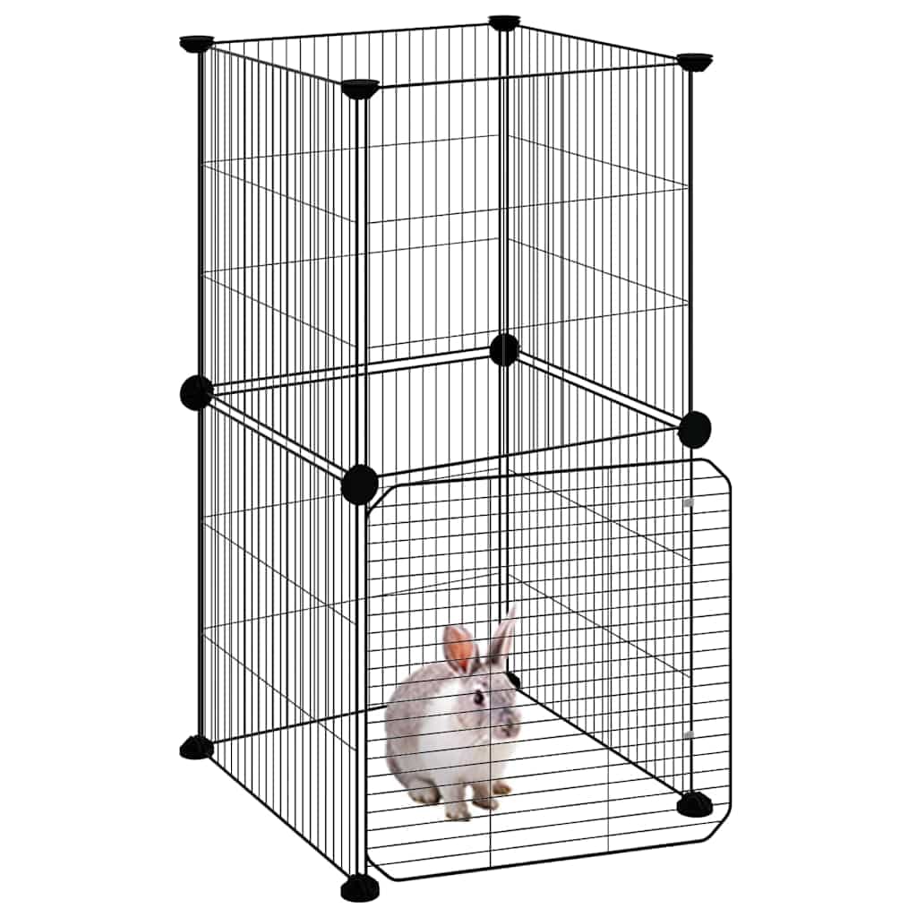 Gabbia per Animali 8 Pannelli con Porta Nero 35x35x70cm Acciaio — miniatura 6 di 9