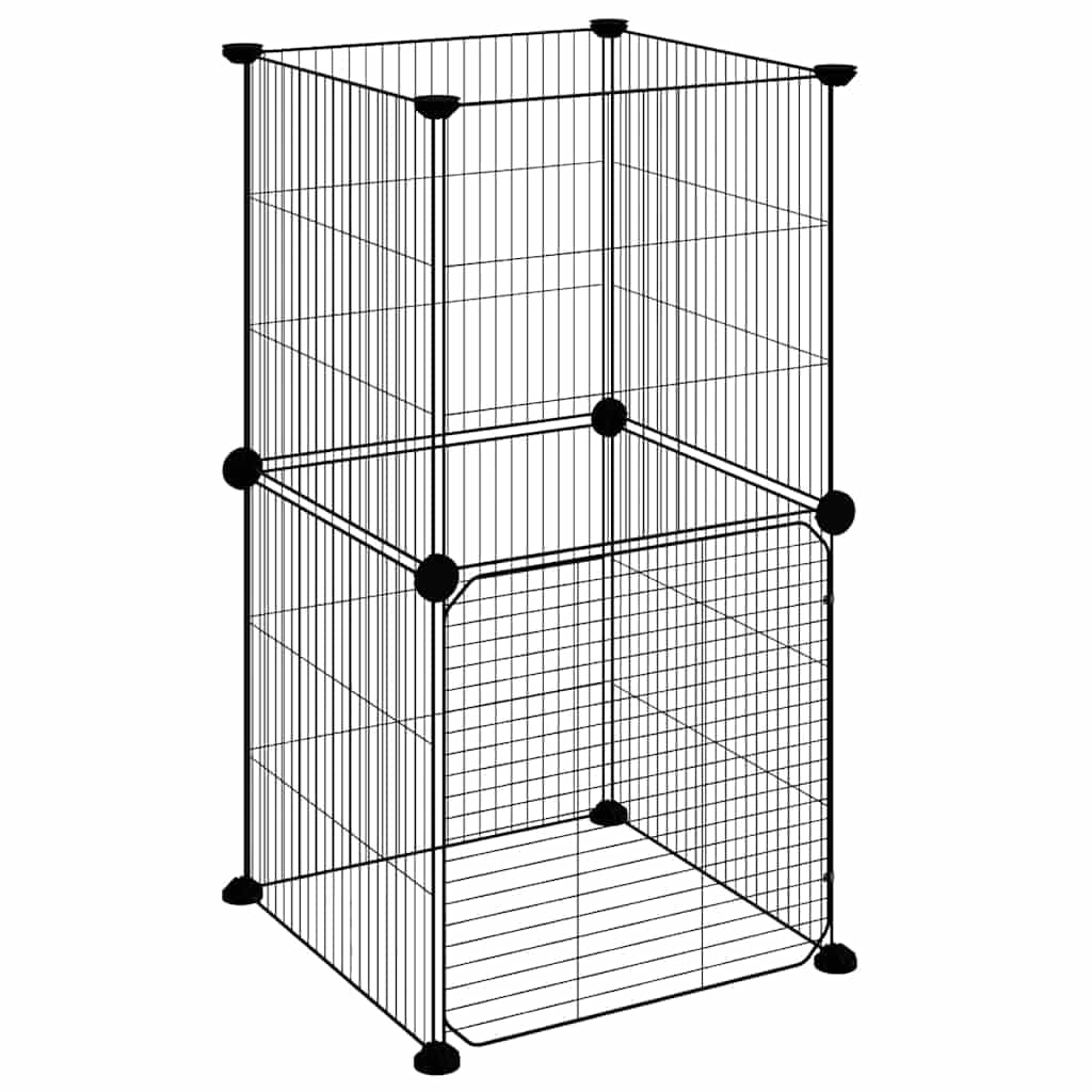 Gabbia per Animali 8 Pannelli con Porta Nero 35x35x70cm Acciaio — miniatura 3 di 9