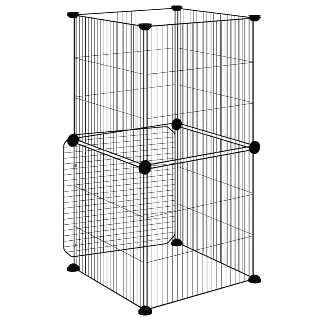 Gabbia per Animali 8 Pannelli con Porta Nero 35x35x70cm Acciaio — miniatura 5 di 9