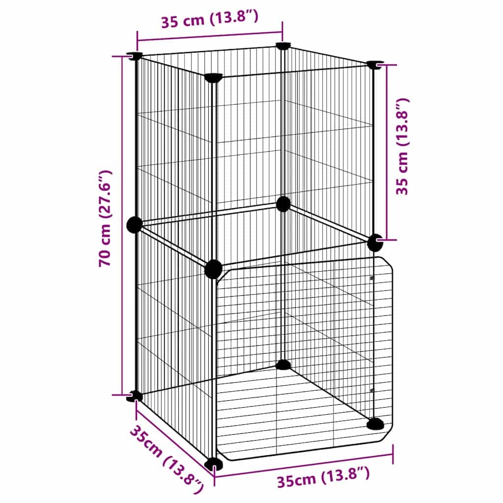 Gabbia per Animali 8 Pannelli con Porta Nero 35x35x70cm Acciaio — miniatura 8 di 9