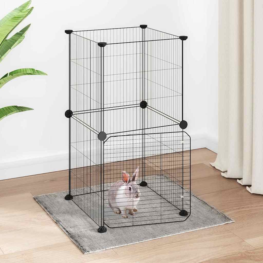 Gabbia per Animali 8 Pannelli con Porta Nero 35x35x70cm Acciaio — miniatura 1 di 9