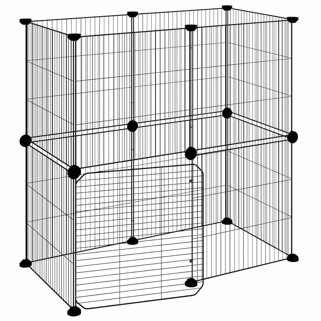 Gabbia per Animali 12 Pannelli con Porta Nero 70x35x70 cm — miniatura 2 di 9