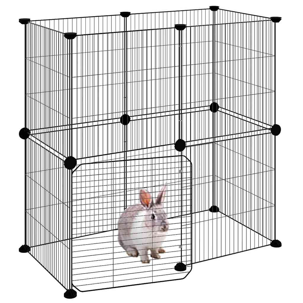 Gabbia per Animali 12 Pannelli con Porta Nero 70x35x70 cm — miniatura 7 di 9