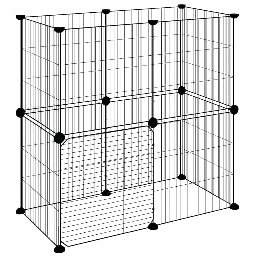 Gabbia per Animali 12 Pannelli con Porta Nero 70x35x70 cm — miniatura 3 di 9