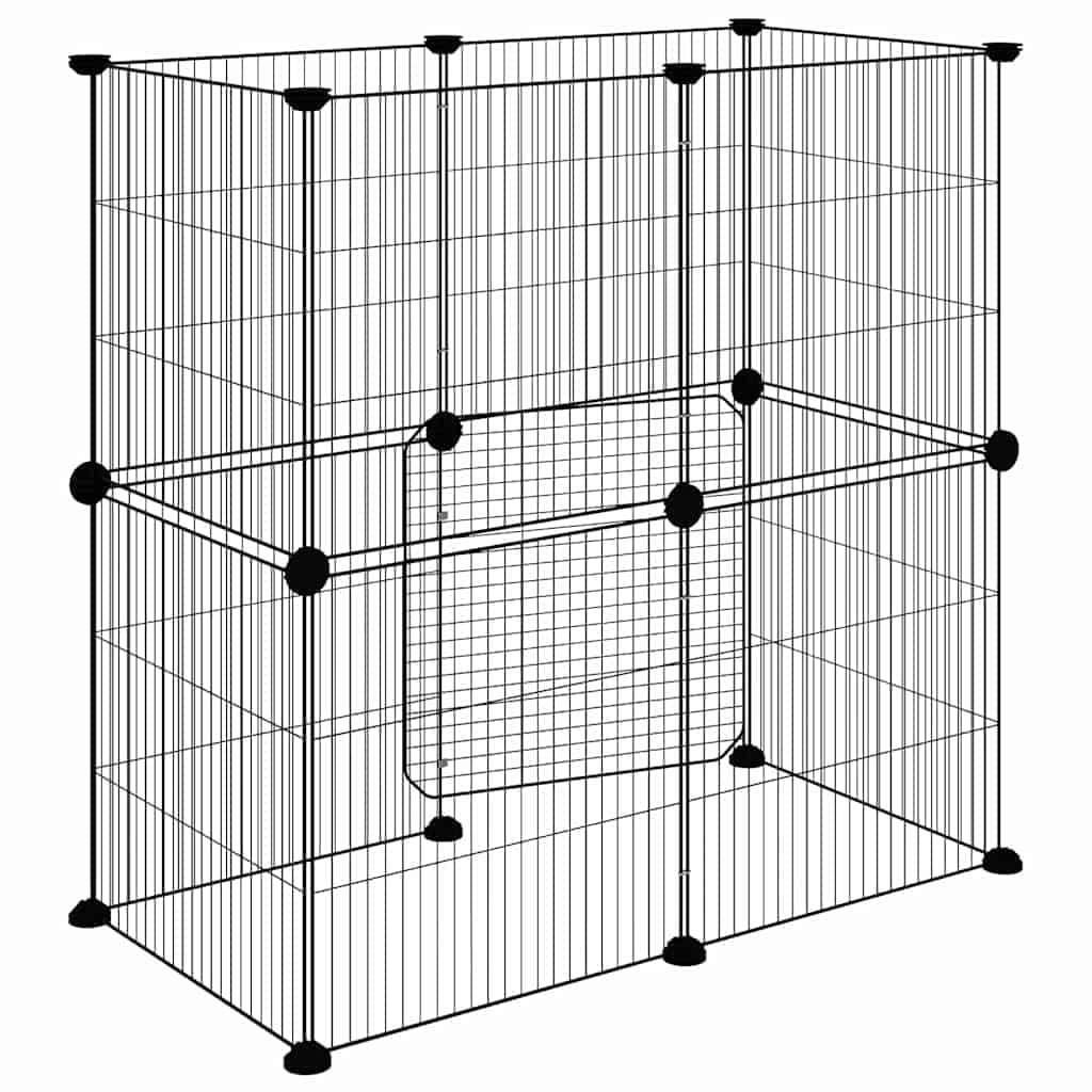 Gabbia per Animali 12 Pannelli con Porta Nero 70x35x70 cm — miniatura 5 di 9
