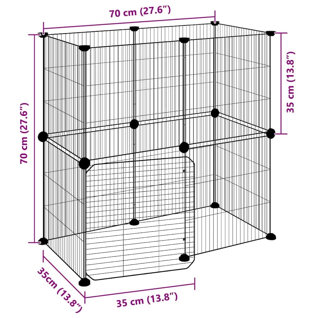 Gabbia per Animali 12 Pannelli con Porta Nero 70x35x70 cm — miniatura 8 di 9