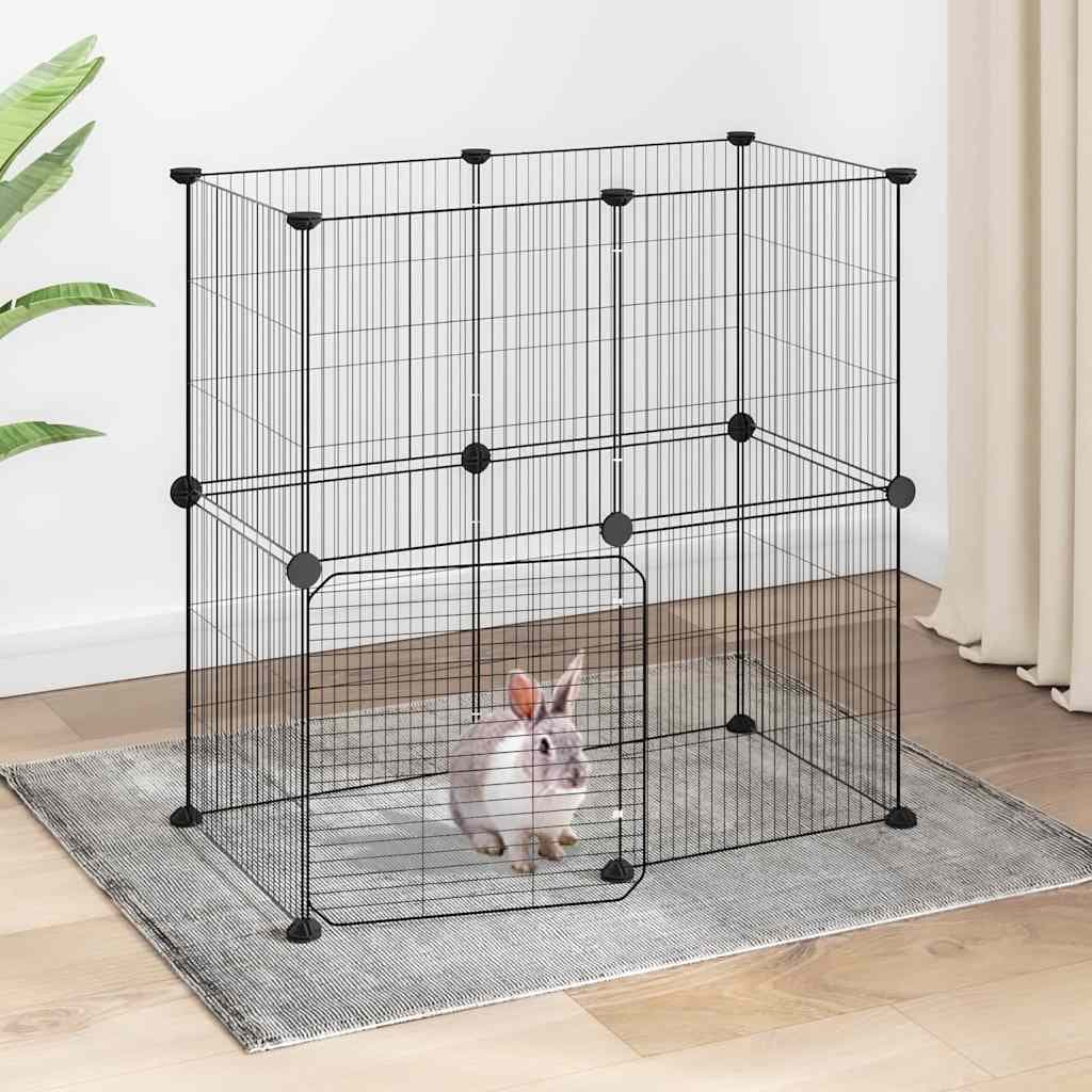 Gabbia per Animali 12 Pannelli con Porta Nero 70x35x70 cm — miniatura 1 di 9