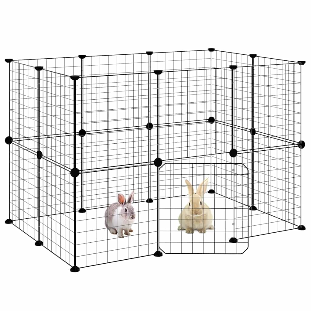 Gabbia per Animali 20 Pannelli con Porta Nera 105x70x70 cm — miniatura 6 di 9