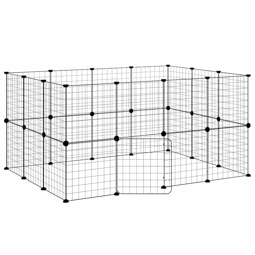 Gabbia per Animali 28 Pannelli con Porta Nero 140x105x70 cm — miniatura 2 di 9