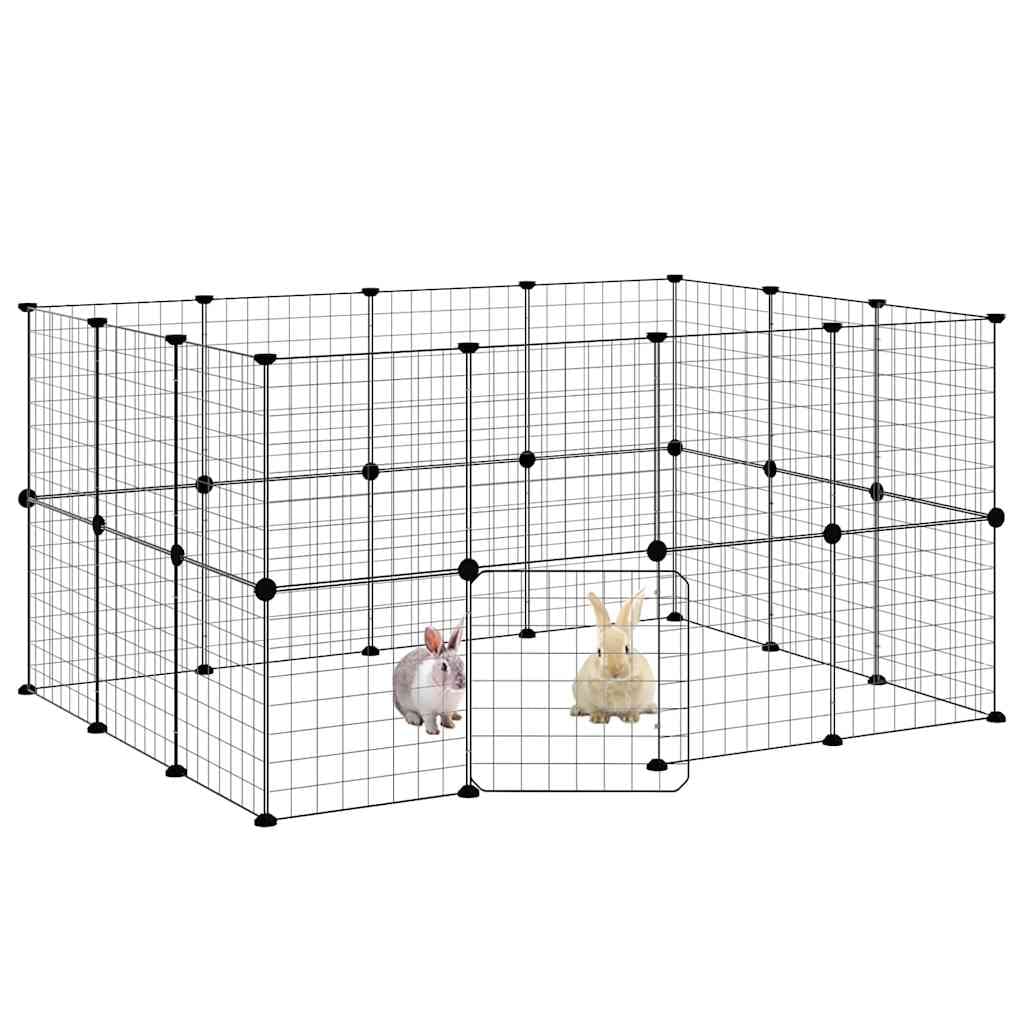 Gabbia per Animali 28 Pannelli con Porta Nero 140x105x70 cm — miniatura 6 di 9