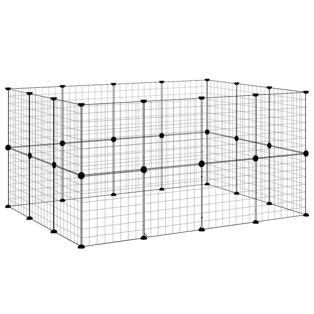 Gabbia per Animali 28 Pannelli con Porta Nero 140x105x70 cm — miniatura 3 di 9