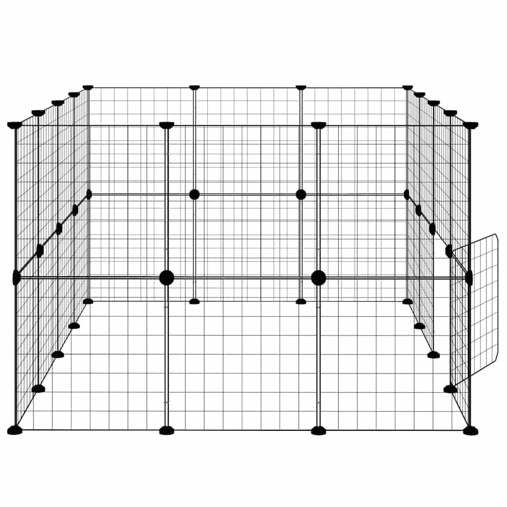 Gabbia per Animali 28 Pannelli con Porta Nero 140x105x70 cm — miniatura 4 di 9