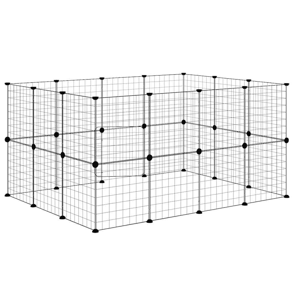 Gabbia per Animali 28 Pannelli con Porta Nero 140x105x70 cm — miniatura 5 di 9
